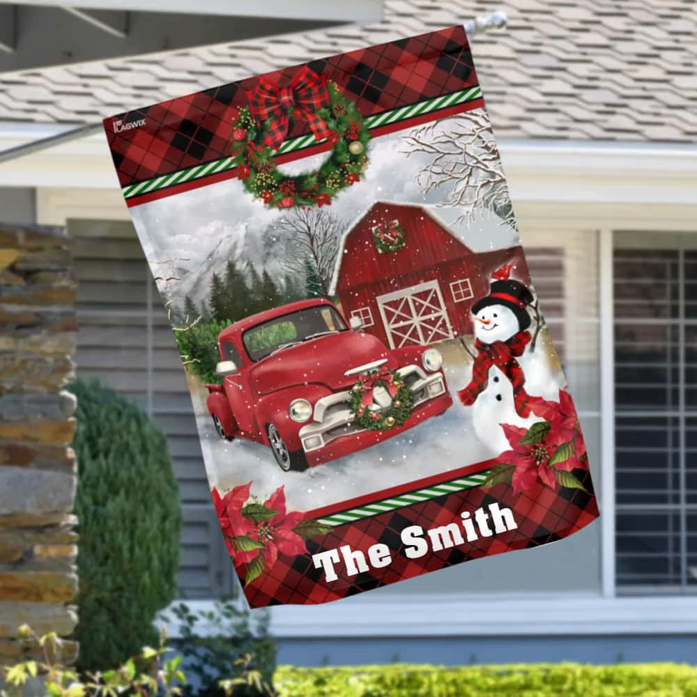 Personalized Flag Barn House Red Truck Flag