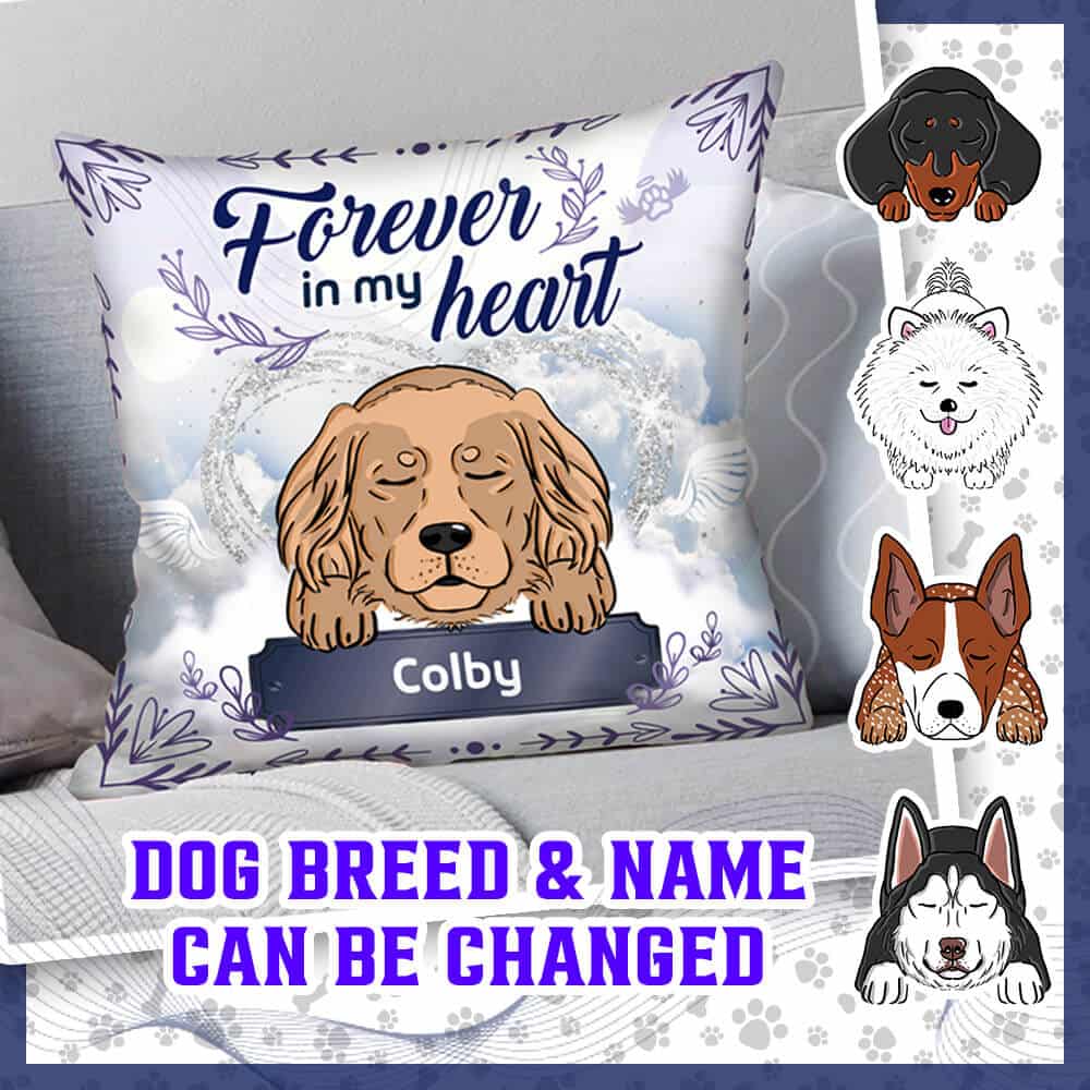Personalized Forever In My Heart Dog Cushion