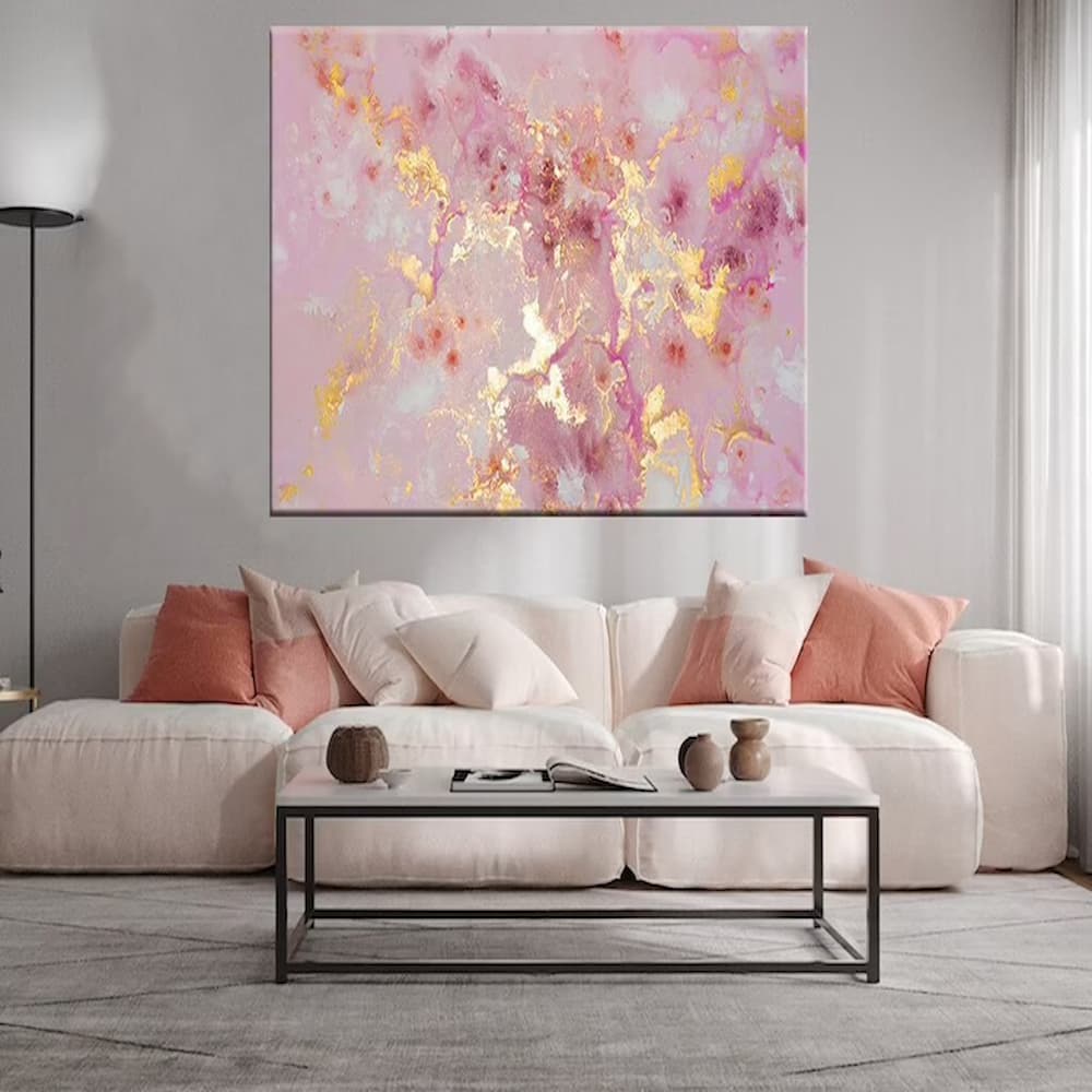 Pink and Gold Art, Modern Artwork