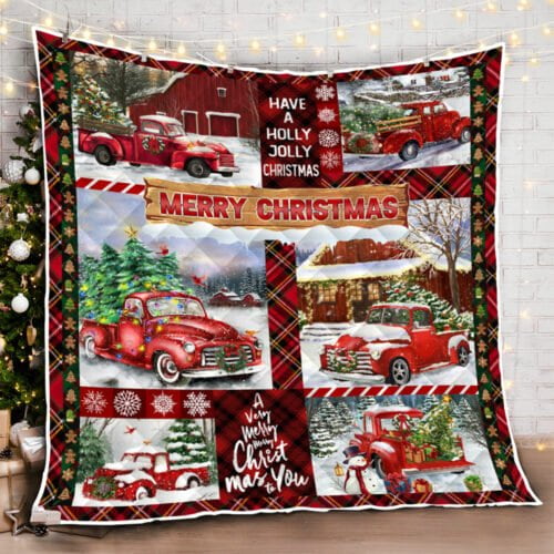 Red Truck Christmas Quilt Blanket