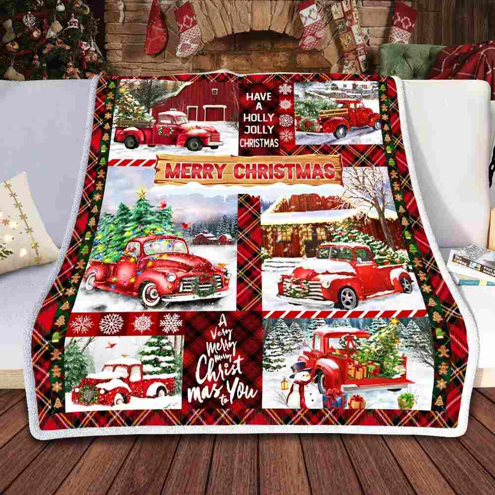 Red Truck Christmas Sofa Throw Blanket