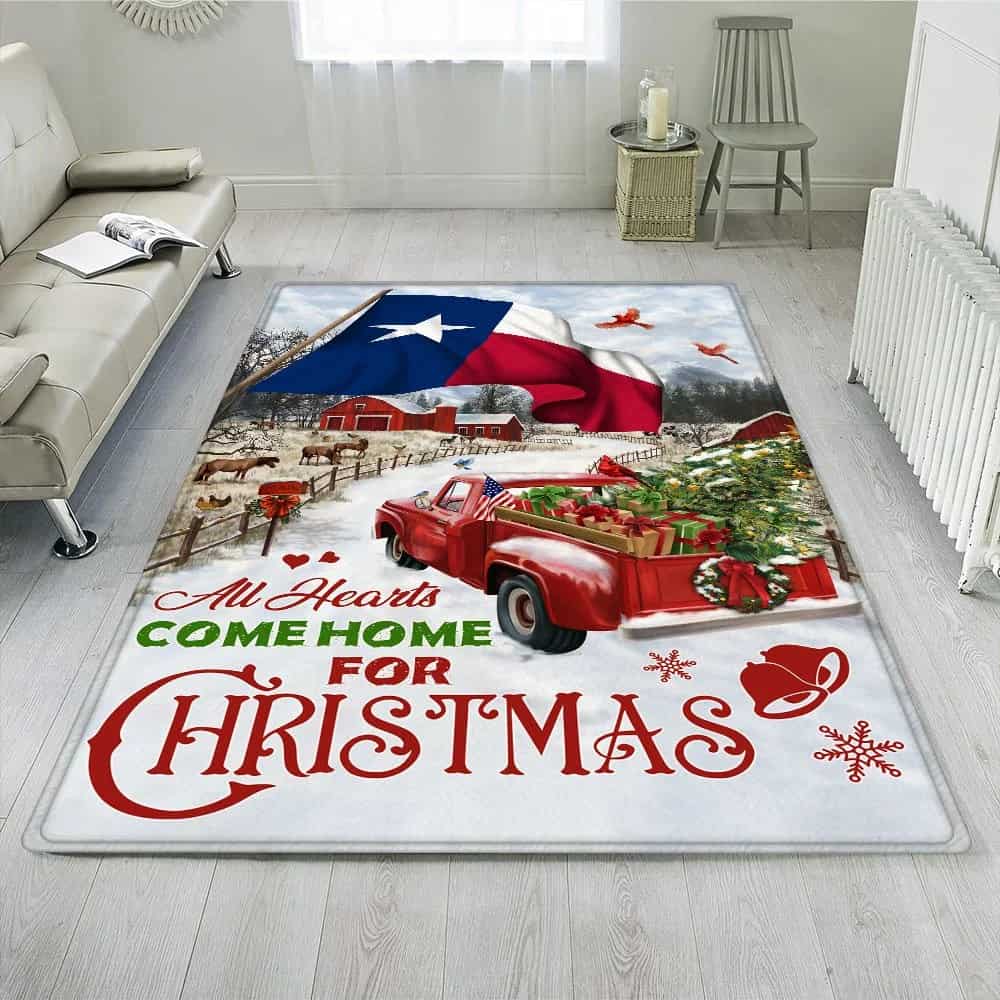 Red Truck Texas Rug All Hearts Come Home For Christmas