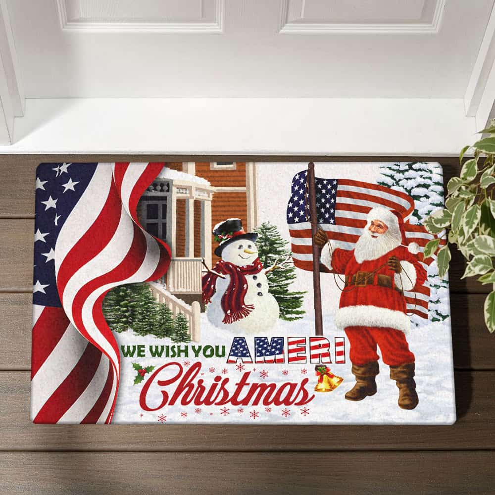 Santa Claus US Doormat We Wish You Ameri Christmas