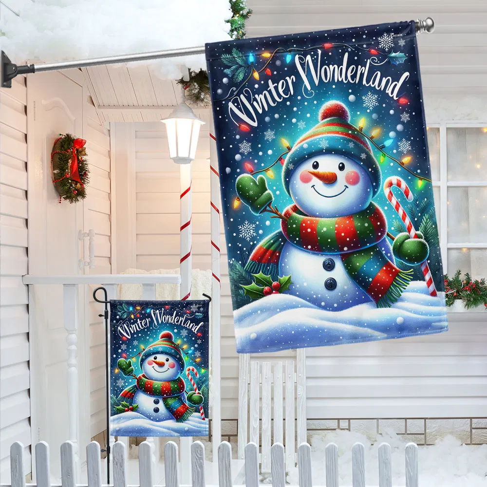 Snowman Let It Snow Winter Wonderland Christmas Flag