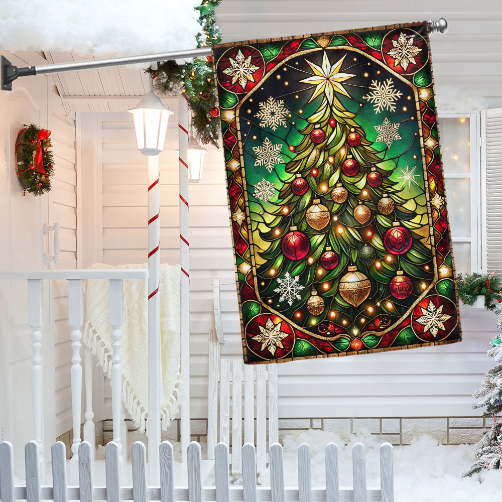 Stained Glass Christmas Tree Flag