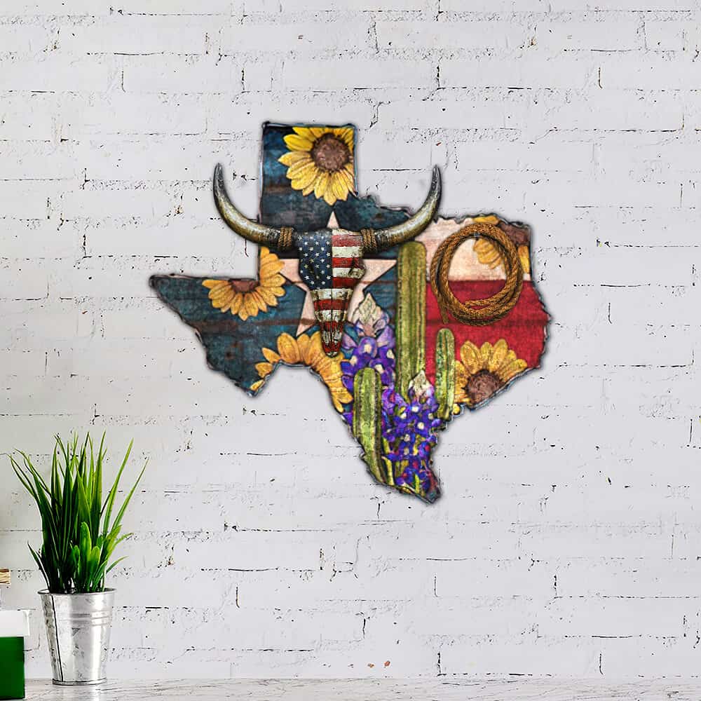 Texas Hanging Metal Sign Cactus