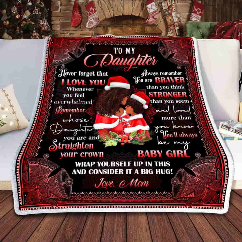 To My Daughter, Black Girl Magic Mandala Christmas Sofa Throw Blanket Geembi™