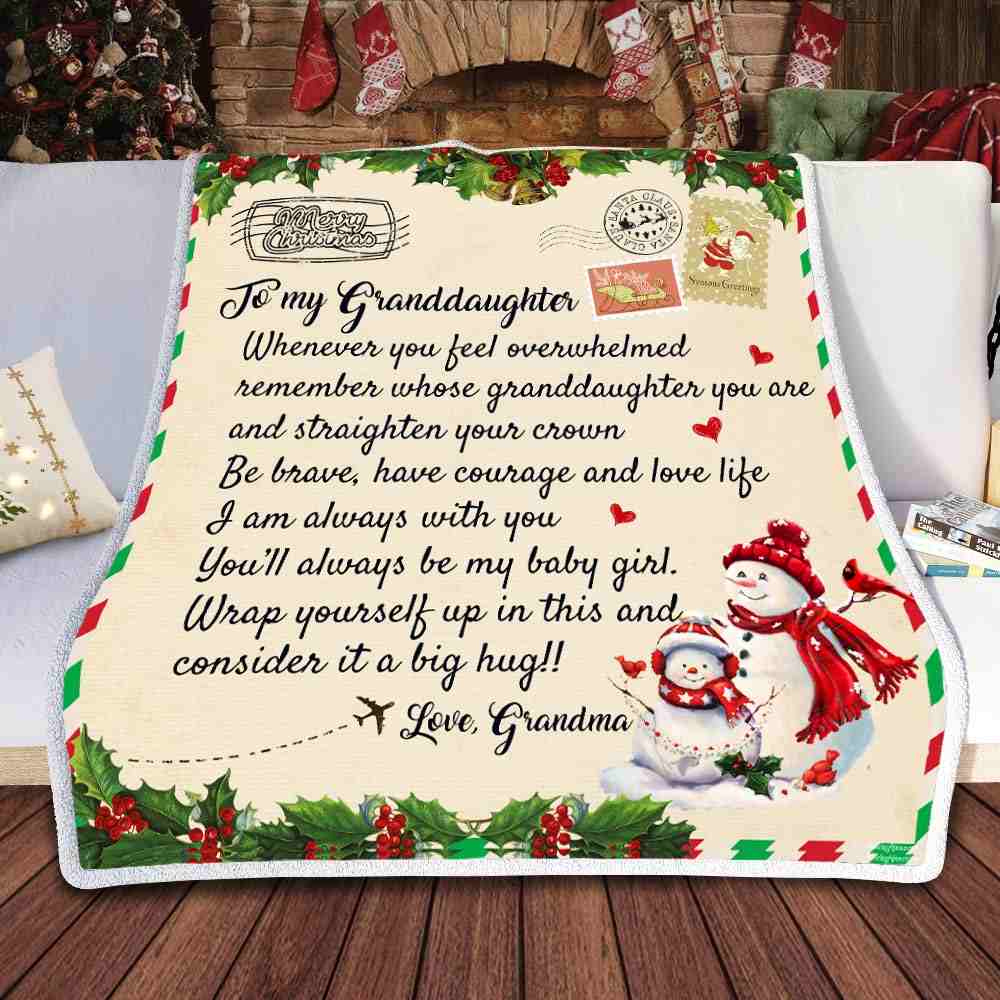 To My Granddaughter Love Grandma Christmas Letter Sofa Throw Blanket