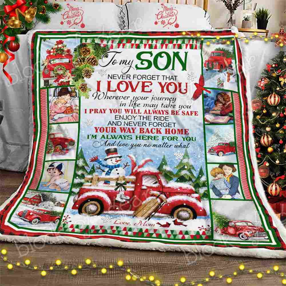 To My Son Red Truck Christmas Sofa Throw Blanket