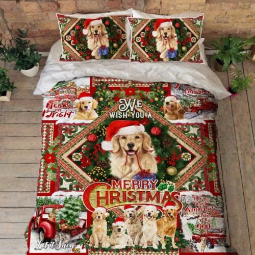 We Wish You A Merry Christmas Quilt Bedding Set