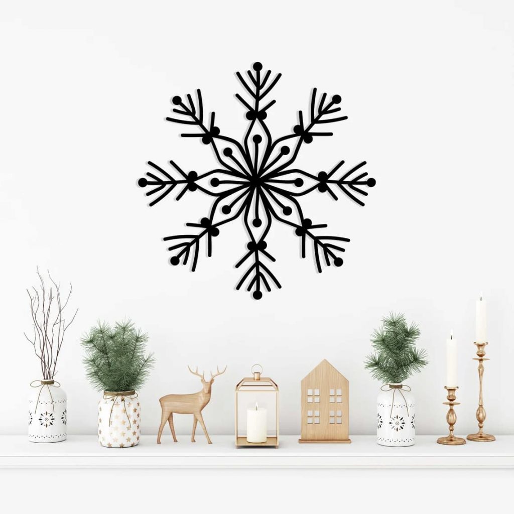 Snowflake Metal Wall Art Ornament, Christmas Winter