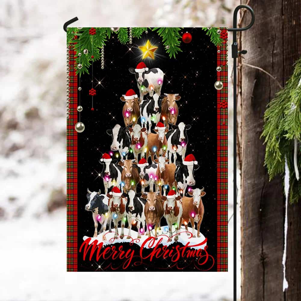 Cow Cattle Merry Christmas Flag