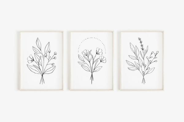 Black And White Floral Wall Art (1)