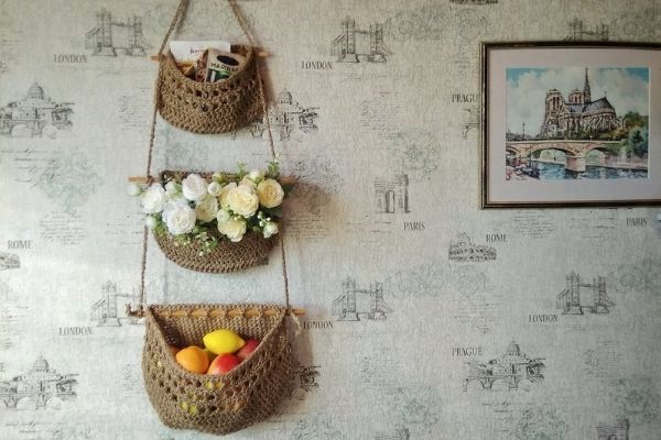 Boho Wall Baskets hanging