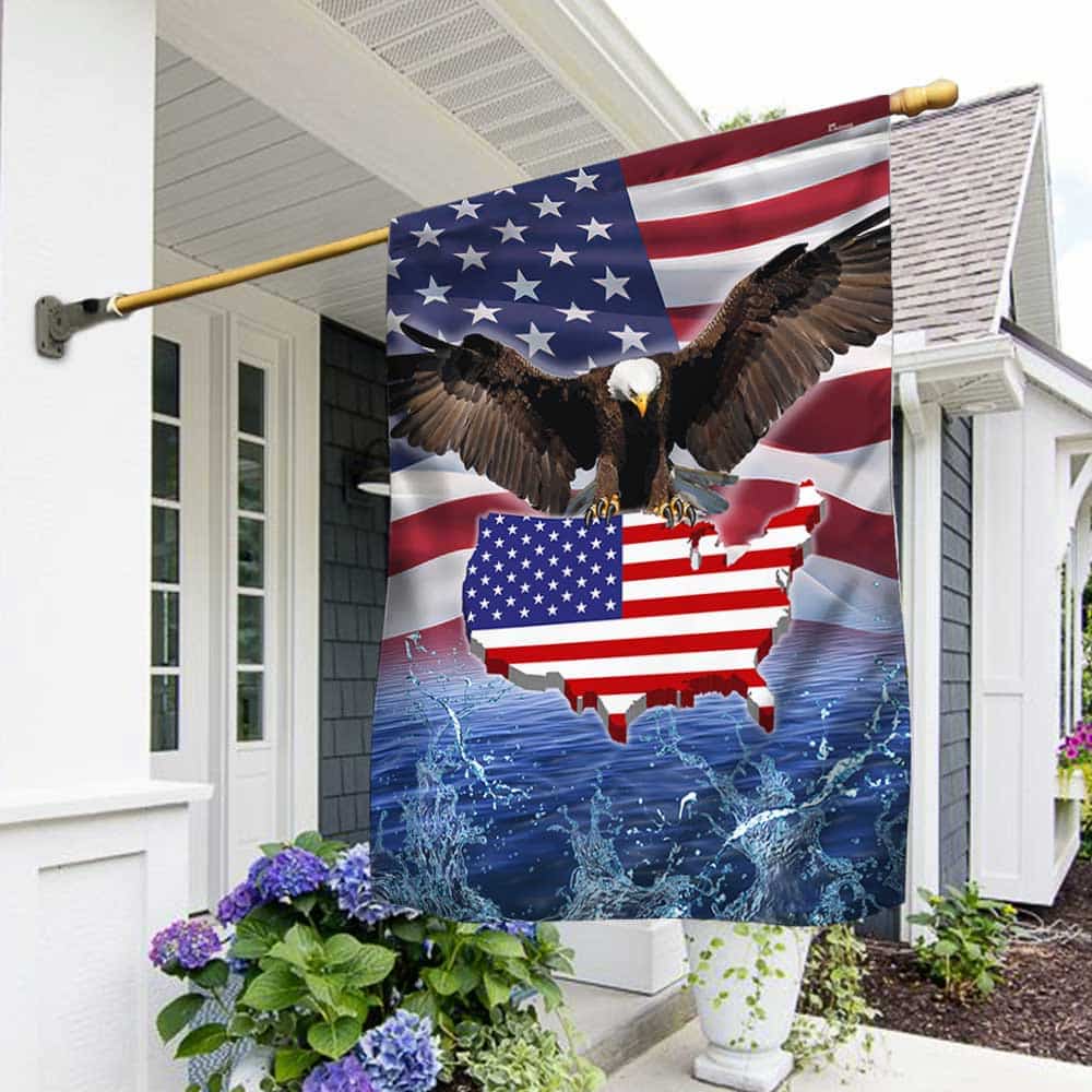 Eagle Over Water American Flag