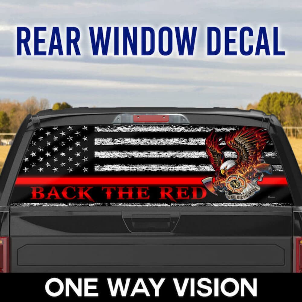 Firefighter Rear Window Decal Back The Red