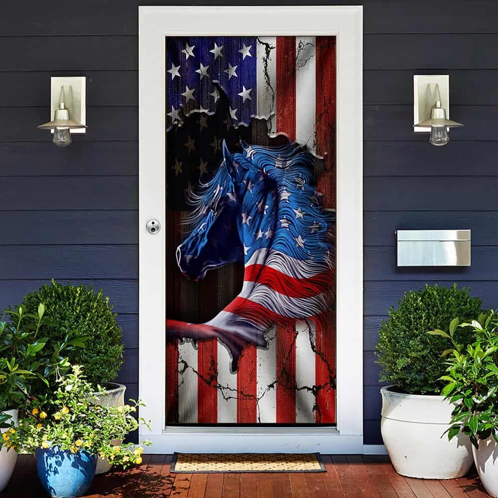 Patriotic American Horse Door Cover
