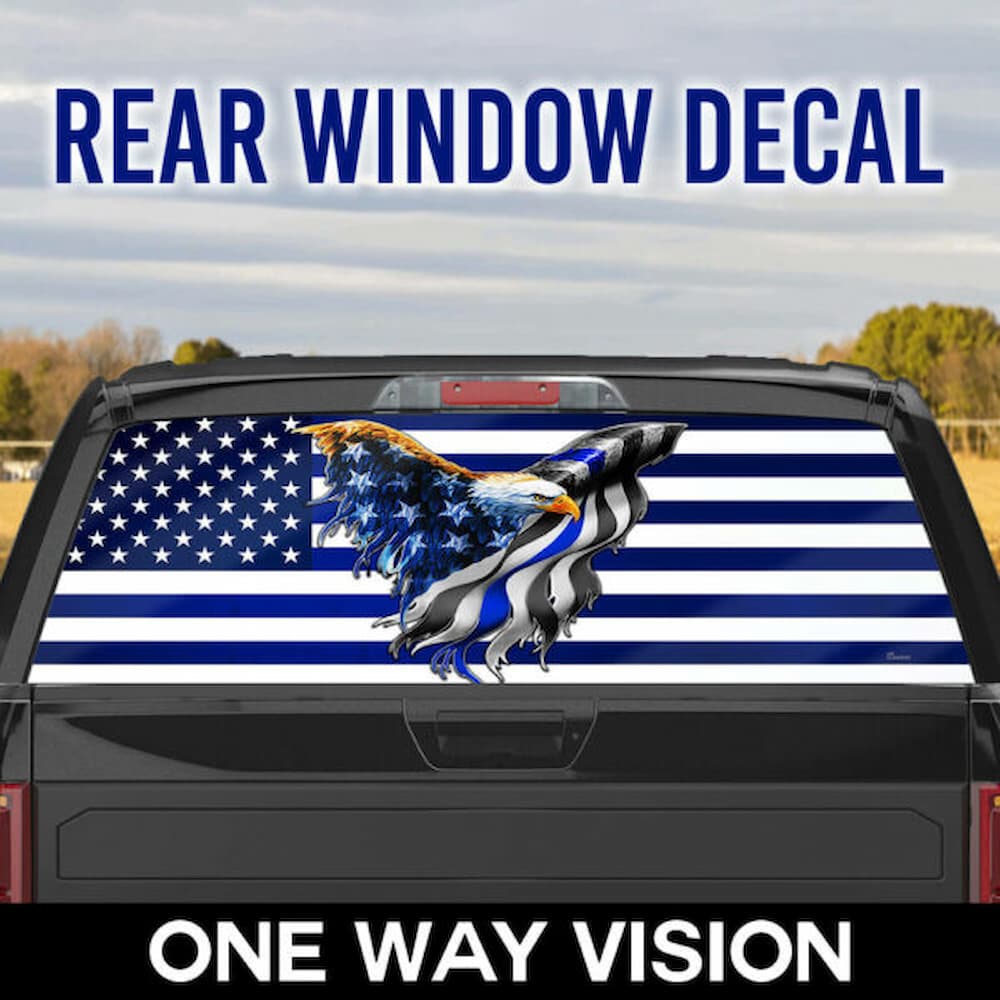 The Thin Blue Line. Back The Blue American Eagle Rear Window Decal