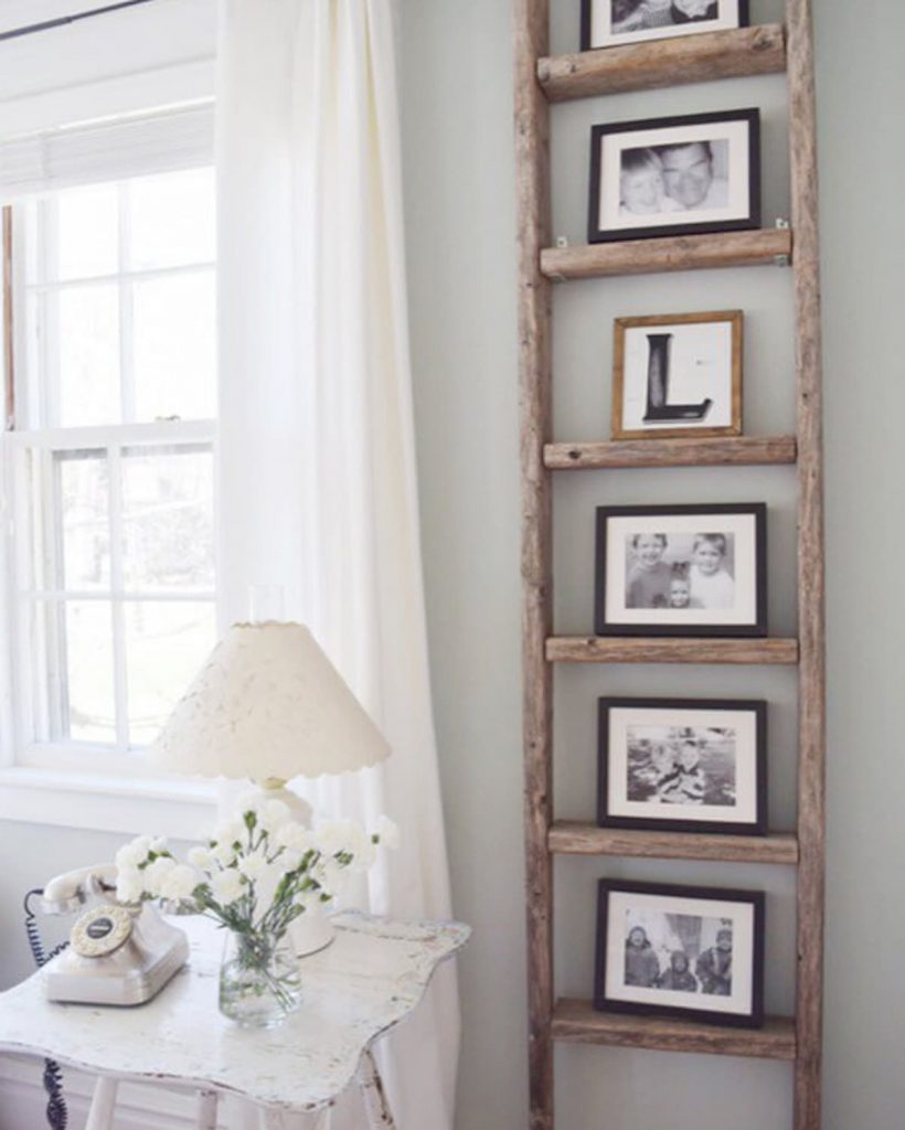 Wooden Ladder Photo Display