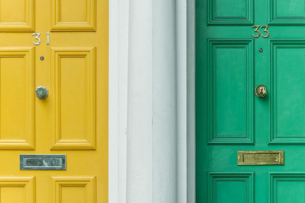 yellow door and green door