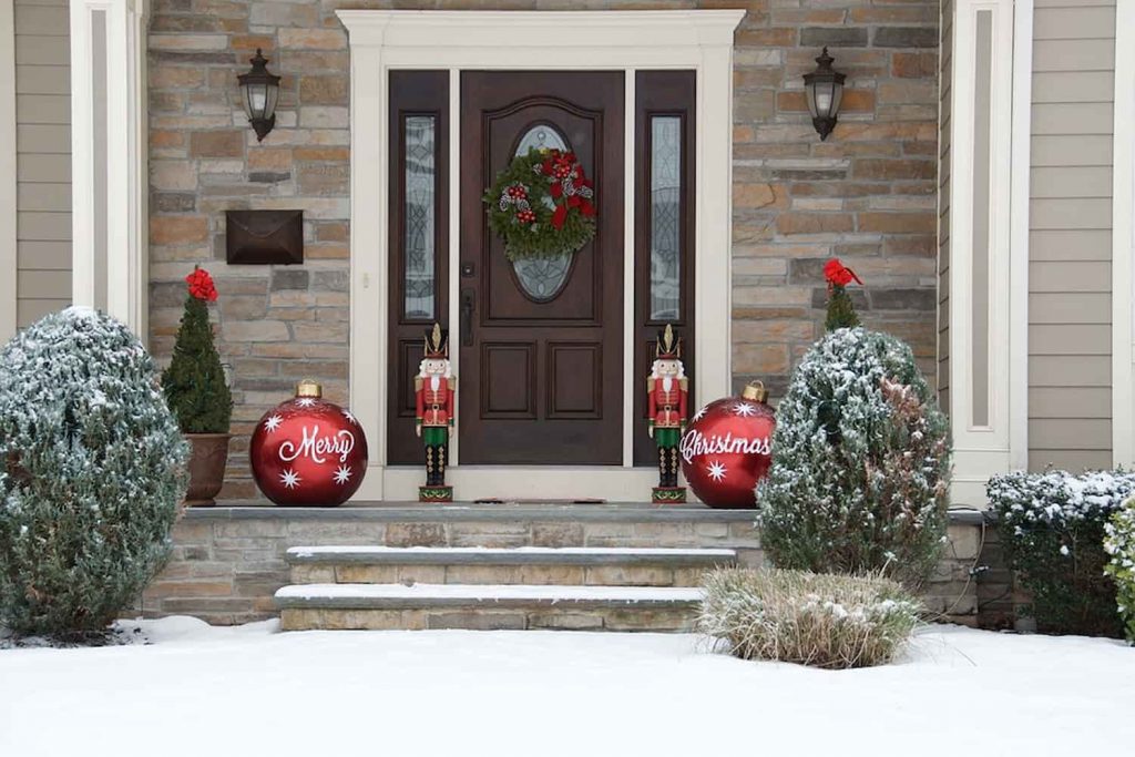 holiday themed front door decor