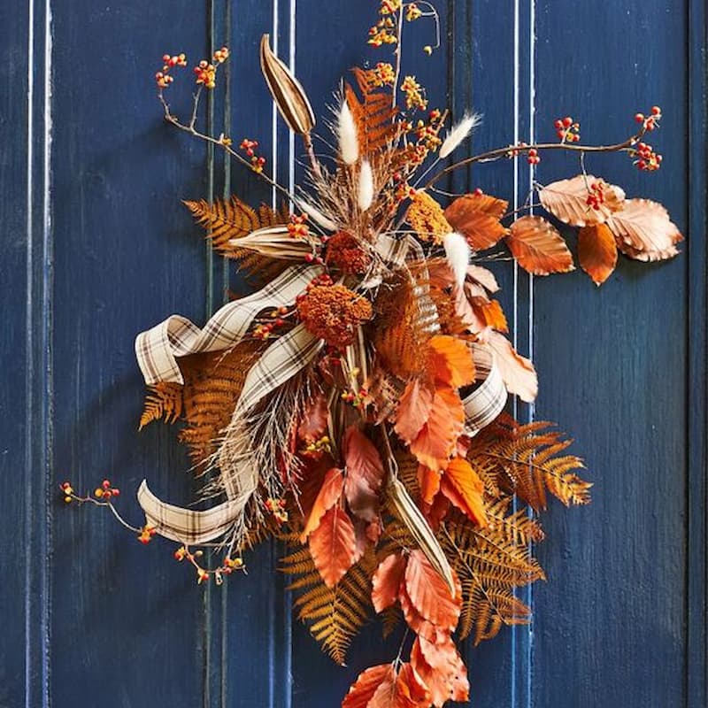 dried flowers - autumn front door decor