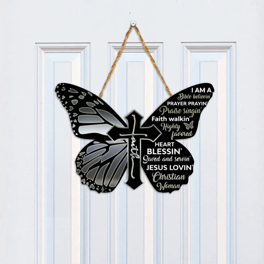 Faith Butterfly Wooden Sign