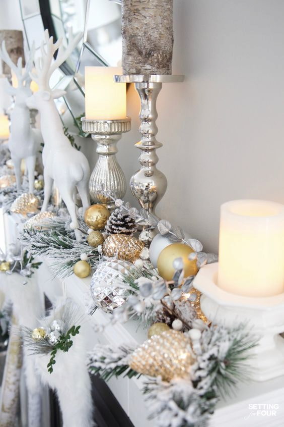 Glam Gold and Silver White Chirstmas Home Decor