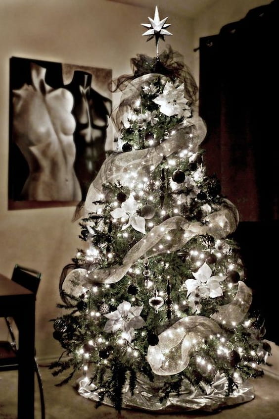white silver christmas tree