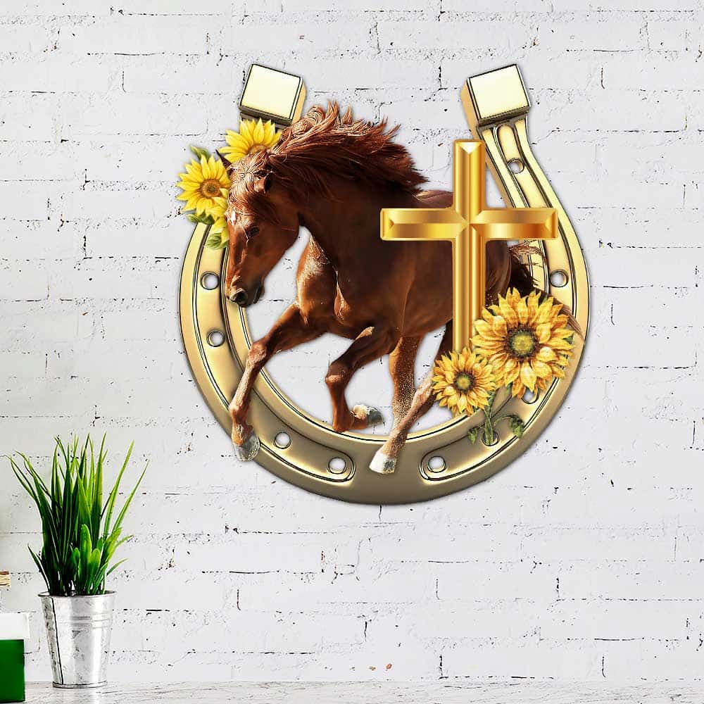 Christian Sunflower Horse & Faith Hanging Metal Sign