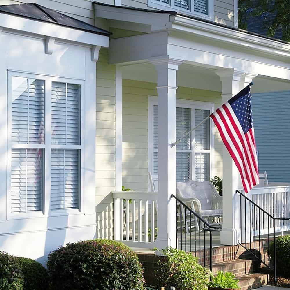 american flag hang on house