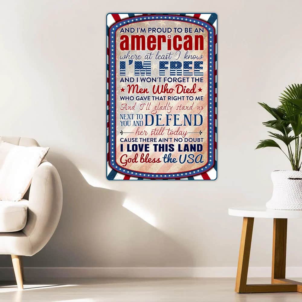 Proud To Be An American Hanging Metal Sign