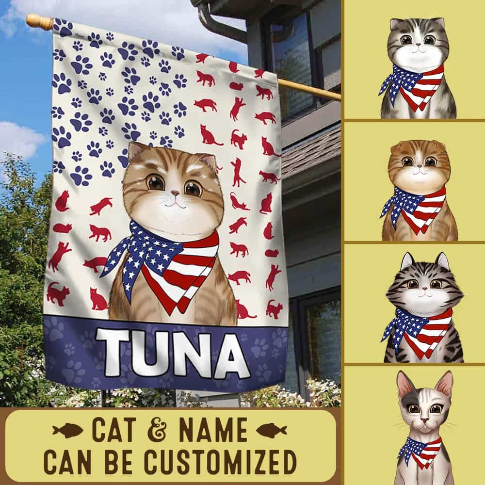 Personalized American Flag Patriotic Cat