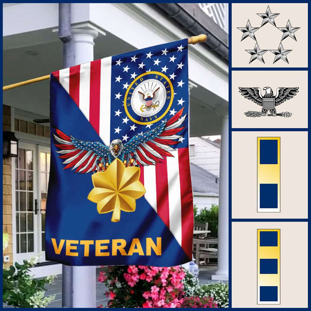 Personalized U.S. Navy Veteran American Eagle Flag
