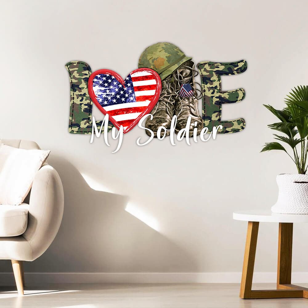America Soldier Hanging Metal Sign Love