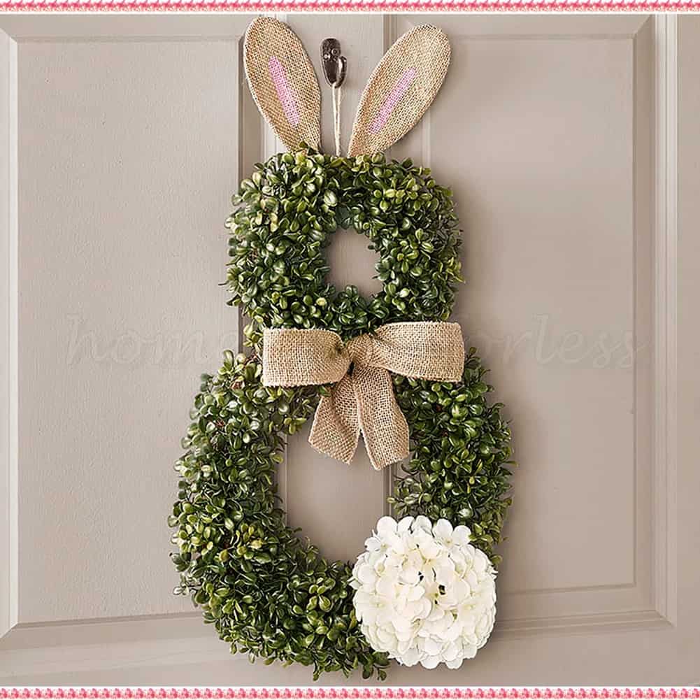 Easter Bunny Wreath Floral Cottontail Burlap Greenery