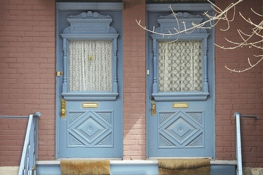 pastel blue doors
