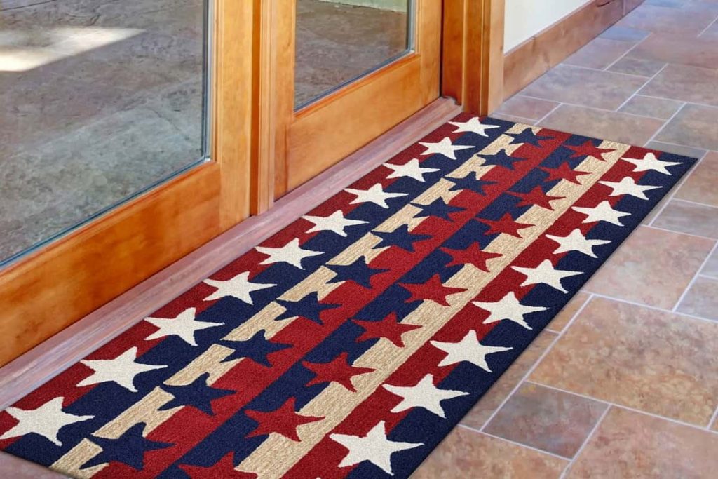 patriotic doormat at a porch