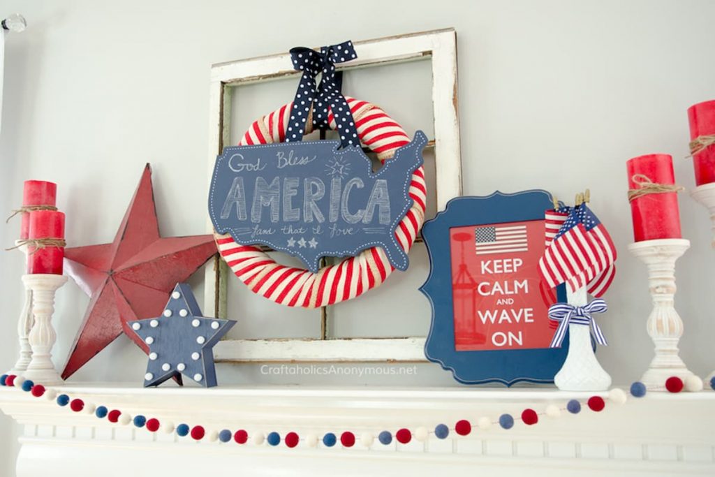 patriotic fireplace mantel decor for national holidays
