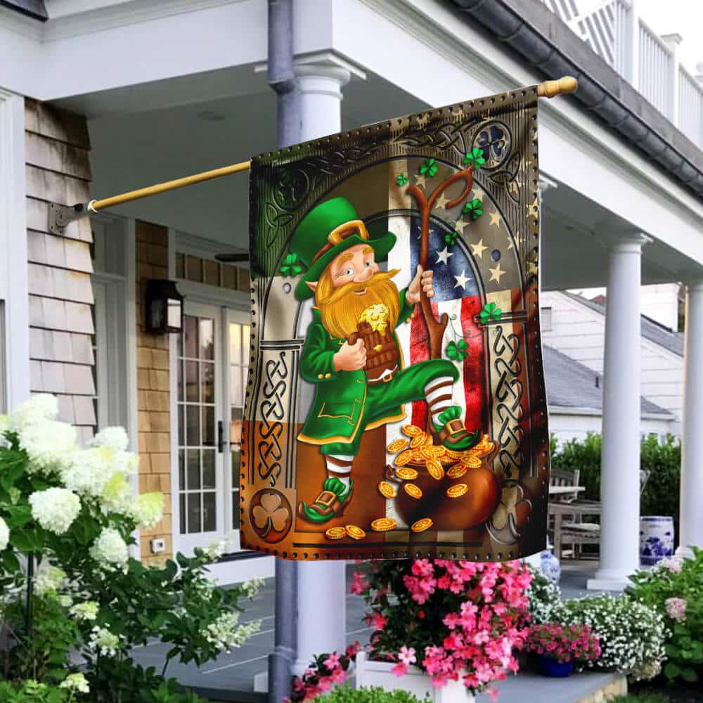Happy Saint Patrick’s Day Irish American Laprechaun Flag