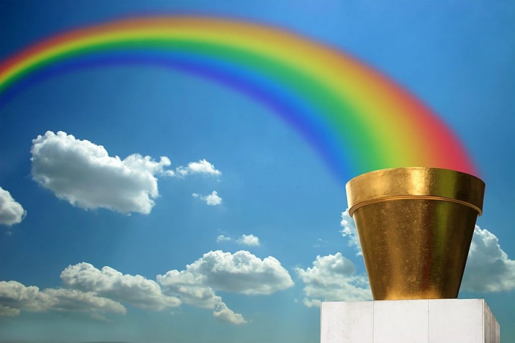 rainbow with a gold pot