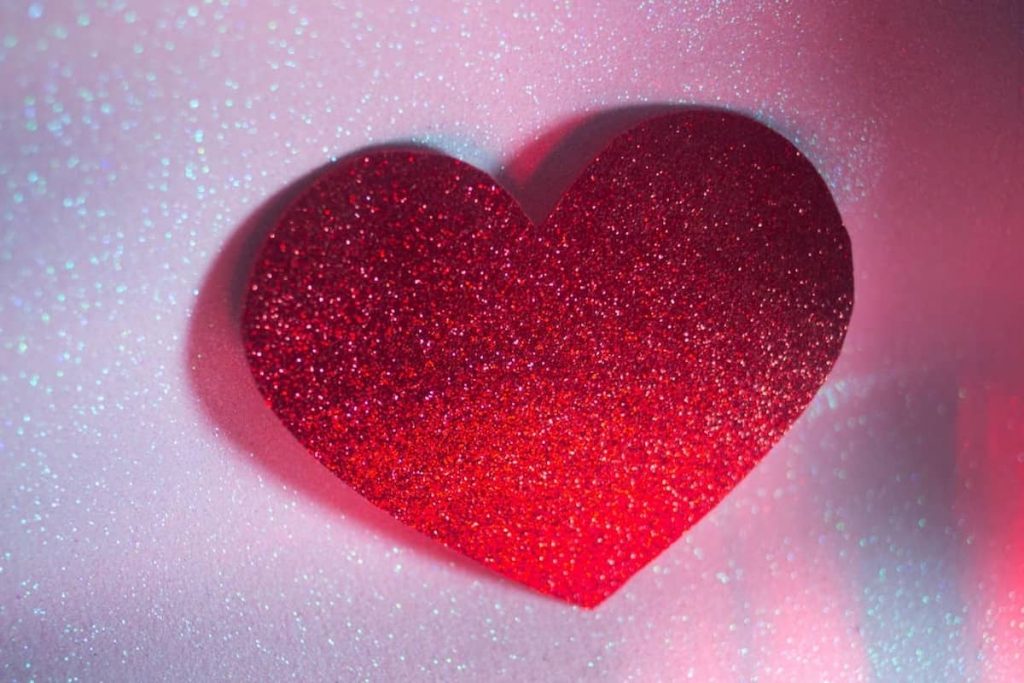 red valentine day heart decor on wall