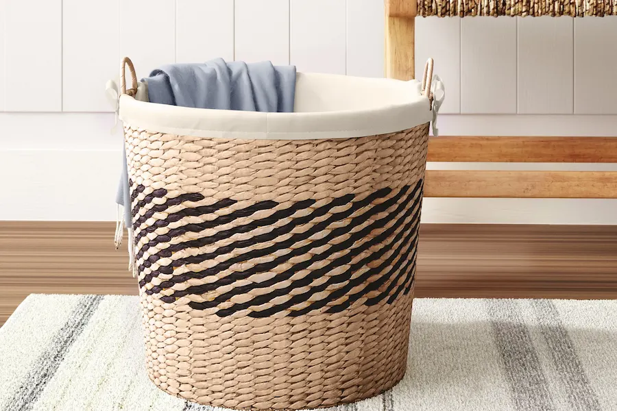 A wicker basket is a versatile and practical piece of furniture