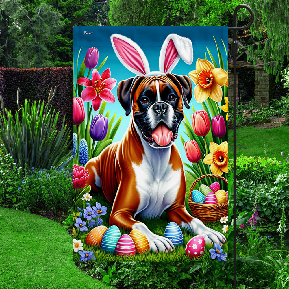 Boxer Dog Easter Day Flag MLN2646F
