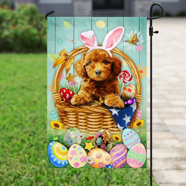 Easter Bunny Eggs Poodle Flag