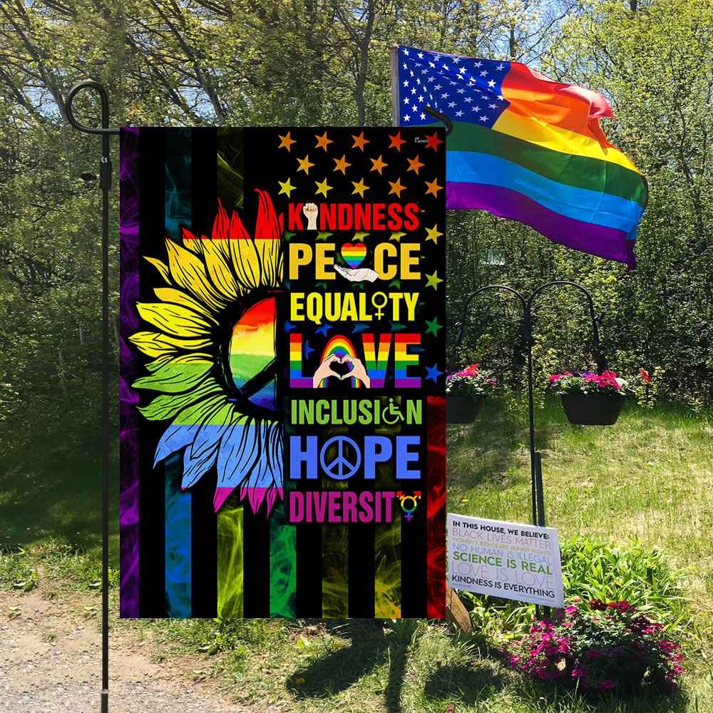 Kindness Peace Equality Love Inclusion Hope Diversity Sunflower Flag BNN401F