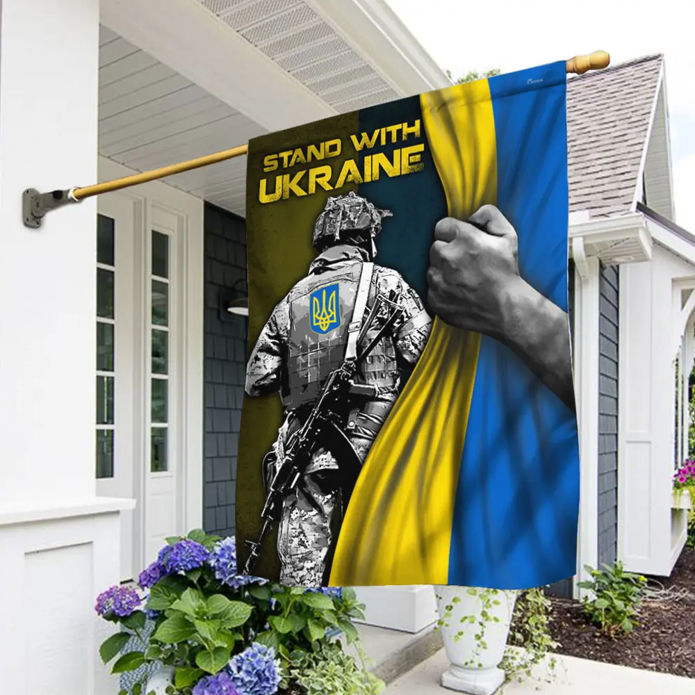 Stand With Ukraine soldiers Flag