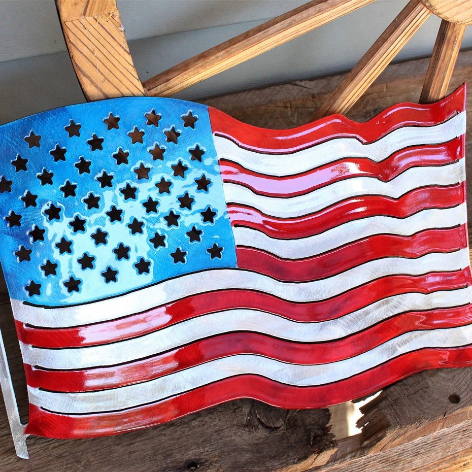 Metal American Flag Wall Art