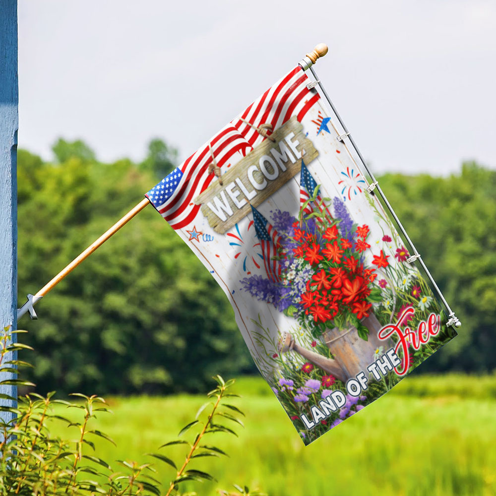 Happy 4th Of July. Land Of The Free Welcome American Flag
