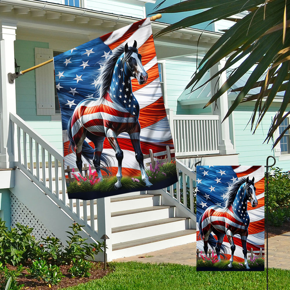 Horse Patriotic American Flag